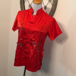 Red button down kimono top size small